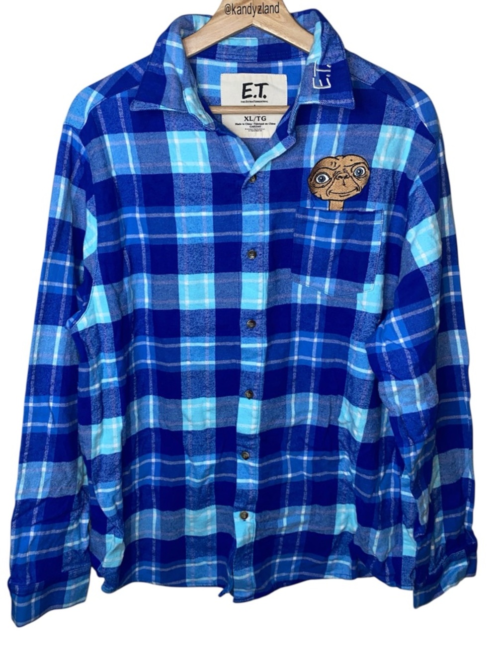 E.T. Phone Home Flannel Shirt from Cakeworthy in Blue from Universal Studios